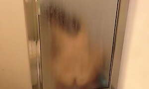 Horny wife caught masturbating in the bathroom shower