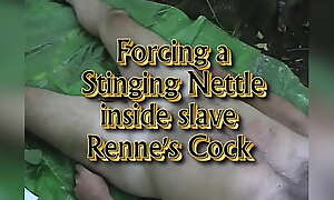 Sticking a stinging nettle in slave Renne's urethra