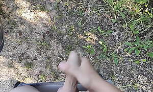 Lithuanian boy masturbating and cumming in public forest