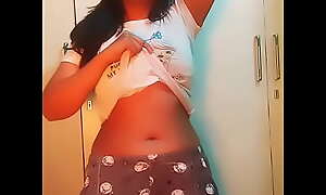 Hip and navel dance in indian t shirt