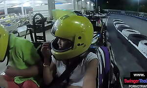 Go karting with big ass Thai teen amateur girlfriend and horny sex after